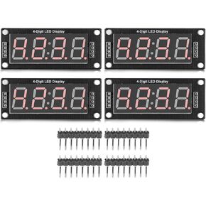 Zerodis 4 Packs LED Display 7 Segment 4 Digit Drive Board, TM1637 0.56in Digital Tube Module with Pin Header (Blue MRA041C)