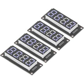 Zerodis 4 حزم شاشة LED 7 قطعة 4 أرقام لوحة القيادة، TM1637 0.56in وحدة أنبوب رقمية مع رأس الدبوس (أحمر MRA041D)