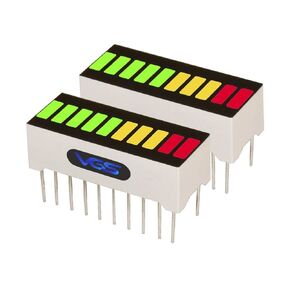 New 2pcs. 10 Segment LED Bar Graph Display 3 Colors(2xSuper Red+3xYellow+5xSuper Green) Single led bar Graph(DIY or Arduino) ARGY