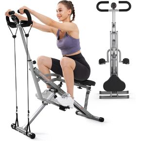 Sportsroyals Squat Machine for Home,Rodeo Core Exercise Machine,330lbs Foldable,Adjustable 4 Resistance Bands,Ride & Rowing Machine for Botty Glutes Butt Thighs,Ab Back/Leg Press Hip Thrust