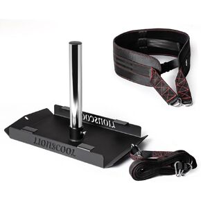 LIONSCOOL مزلجة سحب تدريب الأثقال مع مجموعة أحزمة سحب احترافية، سعة 300 رطل، مناسبة لألواح الوزن 1 بوصة و2 بوصة، معدات تمرين مزلجة كهربائية لتحسين التدريب السريع والقوة in Kuwait