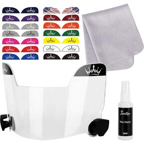 Anti-Fog Football Visor with 15 Different Stickers | Clear Scratch Resistant Universal Visor Fits Youth & Adult Helmets | Helmet Visor for Sport Football - Easy to Clean in Saudi Arabia