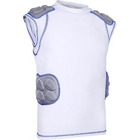 Exxact Sports Defender Adult Padded Football Shirt - Football Rib Protector with Shoulder & Spine Football Pads, 5-Pad Football Compression Shirt