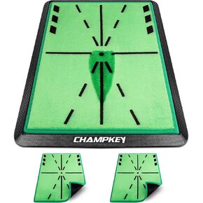 سجادة جولف مطورة من CHAMPKEY مع وسادتي تأثير قابلتين للاستبدال - بساط تدريب الجولف على ردود فعل مسار التأرجح - بساط تدريب الجولف المتقدم in Kuwait
