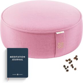 Mindful and Modern Velvet Meditation Cushion - Luxury Zafu Floor Pillow for Yoga - Large Buckwheat Meditation Pillow with Luxe Removable Cover in Six Colors