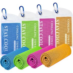 4 Pack (47"x12") Cooling Towels for Neck and Face, Ice Towel for Hot Weather, Soft Breathable Cold Towel, Microfiber Towel, Sweat Towel for Yoga, Sport, Gym, Workout, Running, Fitness, Camping