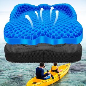 NEW-Vi Anti-Slip Kayak Seat Cushion - Double Thicken Gel Boat Cushion, Waterproof Kayak Gel Seat Cushion, Coccyx Sciatica Pain Relief, Kayak Accessories for Fishing, Kayak Fishing Accessories