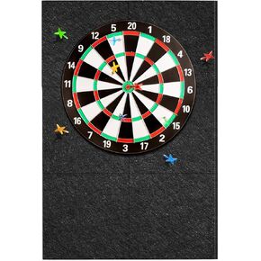 36 x 24 x 0.5 Inch Extended Length Dart Board Wall Protectors for Professional 17.75 and 18 in Dartboard Felt Wall with Secure Removable Adhesive Tabs Dartboard Surround Backing (Black)