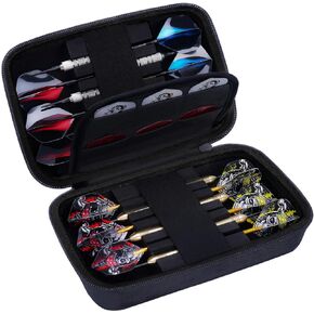 Dart Case for 12 Steel Tip or Soft Tip Darts, Dart Portable Storage Carrying Bag, Built-in Mesh Pocket for Dart Tips, Shafts, Flights and other accessories, Black (Case Only!)