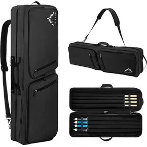4x4 Pool Cue Case - Soft Padded Pool Stick Case Holds 4 Butts and 4 Shafts, Pool Stick Bag with Adjustable Shoulder Straps, Includes 2 Large Accessories Pockets