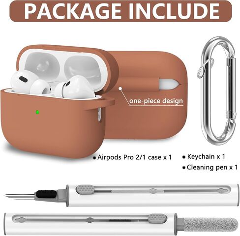 for AirPods Pro Case Cover with Cleaner Kit,Soft Silicone Protective Case for Apple AirPod Pro 2nd/1st Generation Case for Women Men,AirPods Pro 2/Pro Case Accessories with Keychain-Black in Kuwait