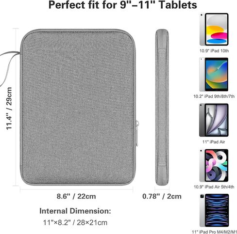 DTTO 9-11" Tablet Sleeve with Handle, Protective Carrying Case, Gray in Kuwait