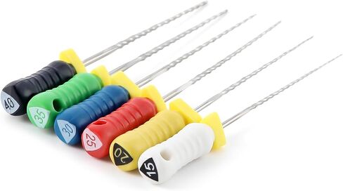 JMU مبرد قناة الجذر اللبية، مبردات موسعات #15-#40، 25 مم، مبرد أسنان للاستخدام اليدوي، 6 قطعة/الحزمة in Kuwait