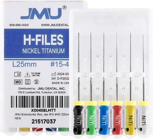 JMU Endodontic Root Canal Files, Reamers Files #15-#40, 25mm, Hand Use Dental Files, 6pcs/Pack in Saudi Arabia