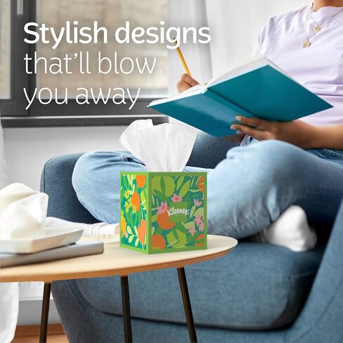 Kleenex Ultra Soft Facial Tissues, 4 Cube Boxes, 60 Tissues per Box, 3-Ply (240 Total Tissues), Packaging May Vary in Saudi Arabia
