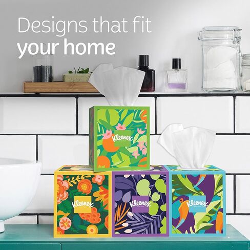 Kleenex Ultra Soft Facial Tissues, 4 Cube Boxes, 60 Tissues per Box, 3-Ply (240 Total Tissues), Packaging May Vary in Saudi Arabia