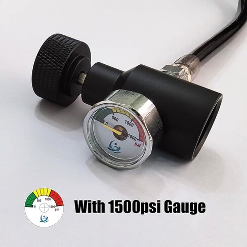 Paintball Gun Marker Remote Hose Coiled Line Stainless Steel Quick Disconnect 138inches with Slide Check 1500psi Gauge in Saudi Arabia