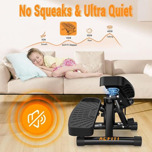 Steppers for Exercise at Home,Adjustable Resistance Mini Stepper with Resistance Bands,Stair Stepper with 350lbs Loading Capacity,Twist Stepper Portable Exercise Equipment for Full Body Workout in Saudi Arabia