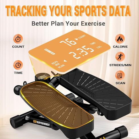 Steppers for Exercise at Home,Adjustable Resistance Mini Stepper with Resistance Bands,Stair Stepper with 350lbs Loading Capacity,Twist Stepper Portable Exercise Equipment for Full Body Workout in Saudi Arabia