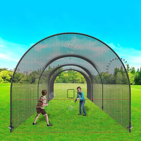 VEVOR Baseball Batting Cage, Softball and Baseball Batting Cage Net and Frame, Practice Portable Cage Net with Carry Bag, Heavy Duty Enclosed Pitching Cage, for Backyard Batting Hitting Training, 33FT in Saudi Arabia
