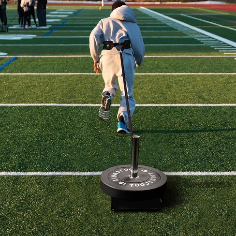 LIONSCOOL مزلجة سحب تدريب الأثقال مع مجموعة أحزمة سحب احترافية، سعة 300 رطل، مناسبة لألواح الوزن 1 بوصة و2 بوصة، معدات تمرين مزلجة كهربائية لتحسين التدريب السريع والقوة in Kuwait