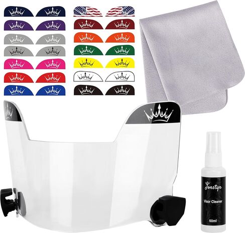 Anti-Fog Football Visor with 15 Different Stickers | Clear Scratch Resistant Universal Visor Fits Youth & Adult Helmets | Helmet Visor for Sport Football - Easy to Clean in Saudi Arabia