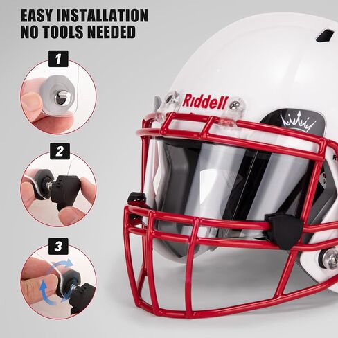 Anti-Fog Football Visor with 15 Different Stickers | Clear Scratch Resistant Universal Visor Fits Youth & Adult Helmets | Helmet Visor for Sport Football - Easy to Clean in Saudi Arabia