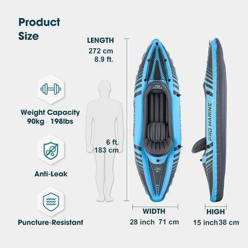 1 Person Inflatable Kayak Set Blow up Boat Adjustable Seats and Backrest, Air Pump and Carry Bag in Saudi Arabia