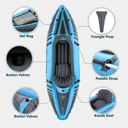 1 Person Inflatable Kayak Set Blow up Boat Adjustable Seats and Backrest, Air Pump and Carry Bag in Saudi Arabia