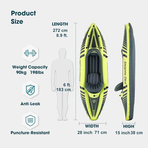 مجموعة قوارب الكاياك القابلة للنفخ لشخص واحد، مقاعد قابلة للتعديل ومسند للظهر، ومضخة هواء وحقيبة حمل in Kuwait