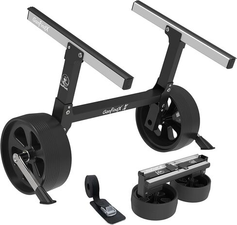 عربة كاياك قابلة للطي شديدة التحمل من GanFindX مع مسند مقاوم للثقب ومسند | عجلات كاياك بسعة تحميل 350 رطلاً لزوارق الكاياك والزوارق (أسود ساطع) in Kuwait