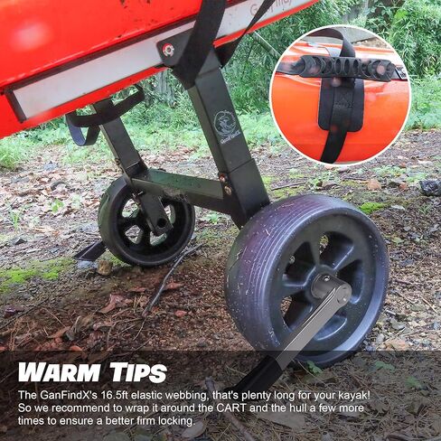 عربة كاياك قابلة للطي شديدة التحمل من GanFindX مع مسند مقاوم للثقب ومسند | عجلات كاياك بسعة تحميل 350 رطلاً لزوارق الكاياك والزوارق (أسود ساطع) in Kuwait