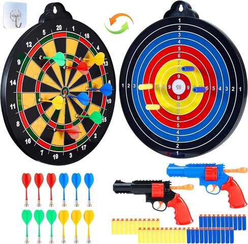 2 in 1 Double-Sided Magnetic Dart Board for Kids and Adults,2 Models Dart Game(12Magnetic Dart)+12 Sticky Balls Or 2 Toy Gun+40 Foam Dart.6-12 Year Boy Girls Indoor outdoor Party Game Toy Gifts in Saudi Arabia