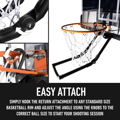 Franklin Sports Basketball Return Rebounder Attachment - Basketball Hoop Ball Returner for Indoor + Outdoor Hoops - Rebounder Attachment Basketball Hoop Accessory - Fits Most Official Size Rims in Saudi Arabia