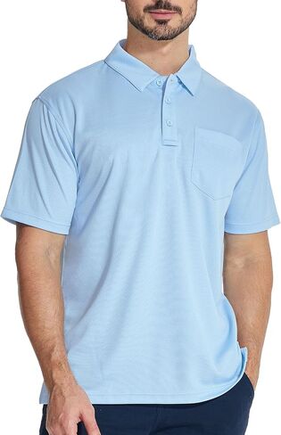 3 Pack Polo Shirts for Men with Pocket Summer Short Sleeve Cool Dri Causal Work Outdoor Shirt in Saudi Arabia