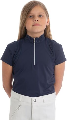 Equinavia Alma Girls Equestrian Short Sleeve Sun Shirt | Kids Riding Shirt with UPF 50 UV Protection and Breathable Mesh in Saudi Arabia