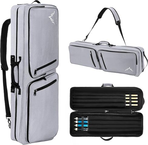 4x4 Pool Cue Case - Soft Padded Pool Stick Case Holds 4 Butts and 4 Shafts, Pool Stick Bag with Adjustable Shoulder Straps, Includes 2 Large Accessories Pockets in Saudi Arabia