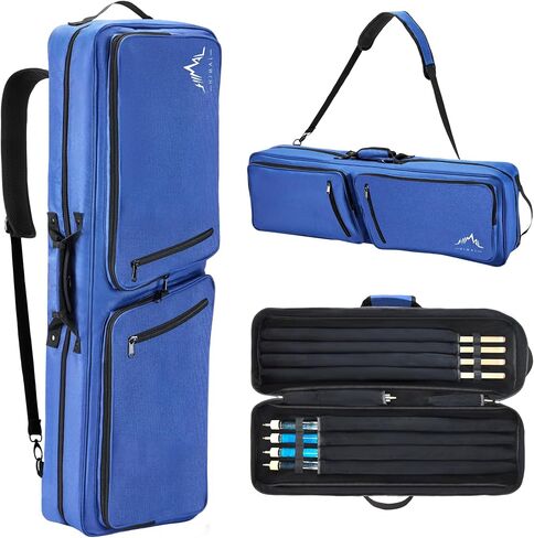 4x4 Pool Cue Case - Soft Padded Pool Stick Case Holds 4 Butts and 4 Shafts, Pool Stick Bag with Adjustable Shoulder Straps, Includes 2 Large Accessories Pockets in Saudi Arabia