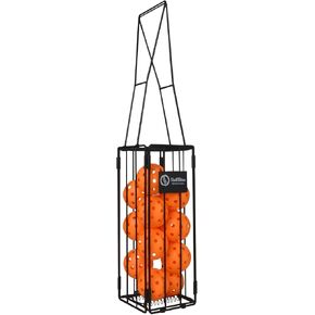 Portable Pickleball&Tennis Ball Hoppers, Tennis Ball Pick Up Basket for Picking and Storage, Sturdy Lightweight Structure Tennis Basket can Accommodate 16 pickleballs or 24 Tennis Balls(Foldable)