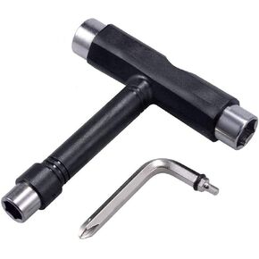 Skate Tool, Skate Tools Multi-Function Portable Skateboard T Tool Accessory with T-Type Allen Key and L-Type Phillips Head Wrench Screwdriver