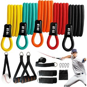 Baseball Bands, 16 Pcs, Highly Elastic & Durable Baseball Arm Bands, Baseball Resistance Trainer with Interchangeable Grips, Ideal for Baseball Training, Warm-Ups & Beginner Learning