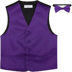 BOY'S Dress Vest & BOW Tie Solid PURPLE INDIGO Color BowTie Set