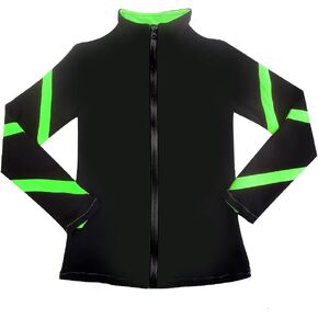 Girls Ice Skating Jackets Women Stripes Training Practice Figure Skating Tops Fleece.
