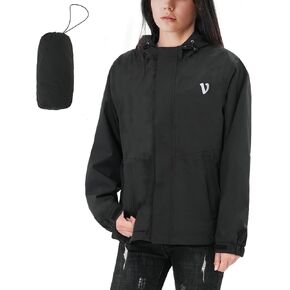 Women's Rain Jacket Waterproof Lightweight Reflective Windproof Raincoat with Hood Packable for Cycling