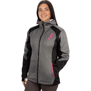 FXR Womens Grey Heather/Raspberry Pulse Softshell Jacket Waterproof Breathable - Large