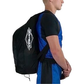 Matman Wrestling Gear Bag Adult Nylon Mesh Sports Bag Lightweight Padded Back Adjustable Straps - Unisex Athletic Bag Black - 24" x 10" x 10" (Adult Size)
