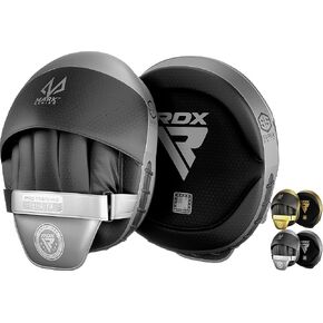 RDX Boxing Pads Curved Focus Mitts, Maya Hide Leather Mark PRO Hook and Jab Training Pads, MMA Muay Thai Kickboxing Coaching Martial Arts Punching Hand Target Strike Shield