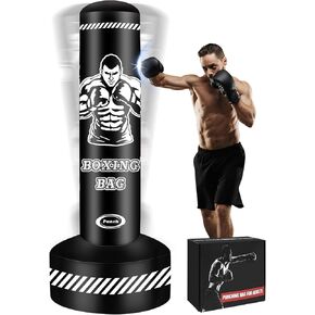 Standing Punching Bag for Adults, 70" Inflatable Punching Bag with Stand, Freestanding Heavy Boxing Bags, Women Men Kickboxing Bag for Training MMA Muay Thai Fitness