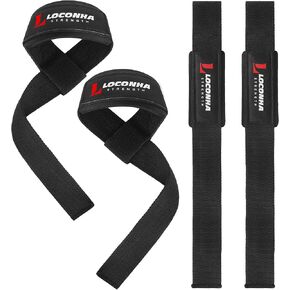 2 Pair Lifting Straps for Weightlifting, Bodybuilding, Strength Training with Neoprene Cushioned Wrist Padded - 20 inch Cotton