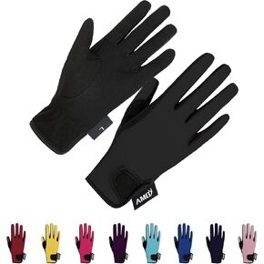 Amoy Kids Horse Riding Gloves Breathable Children Equestrian Horseback Anti-Slipping Boys & Girls Youth Outdoor Biking Cycling Sport Mitts